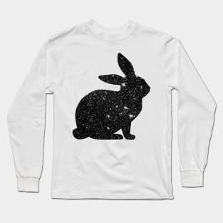 Black Faux Glitter Easter Bunny Long Sleeve T-Shirt